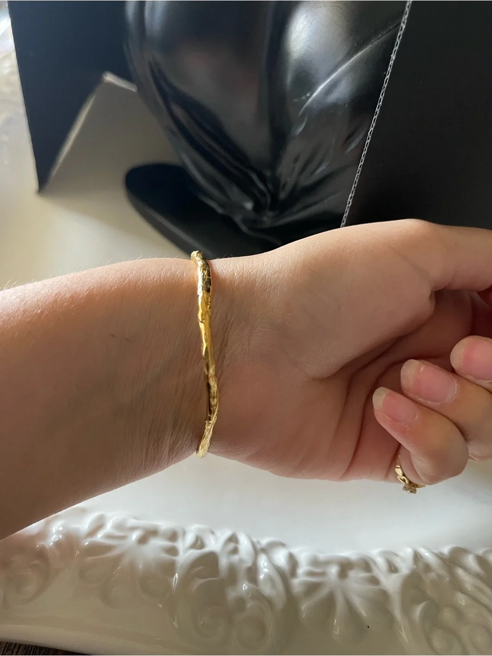 Gold serpent adjustable metal cuff bangle bracelet